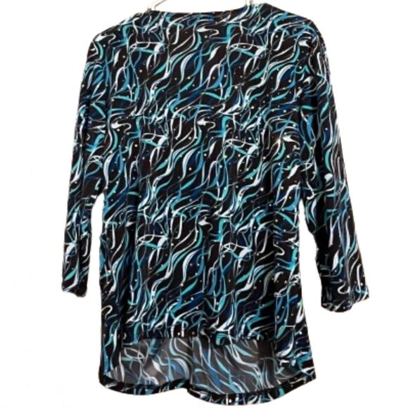 Brittany Black Women’s Blue & Green Multi Ruched Keyhole Front Detail Top Sz-M - Picture 4 of 5